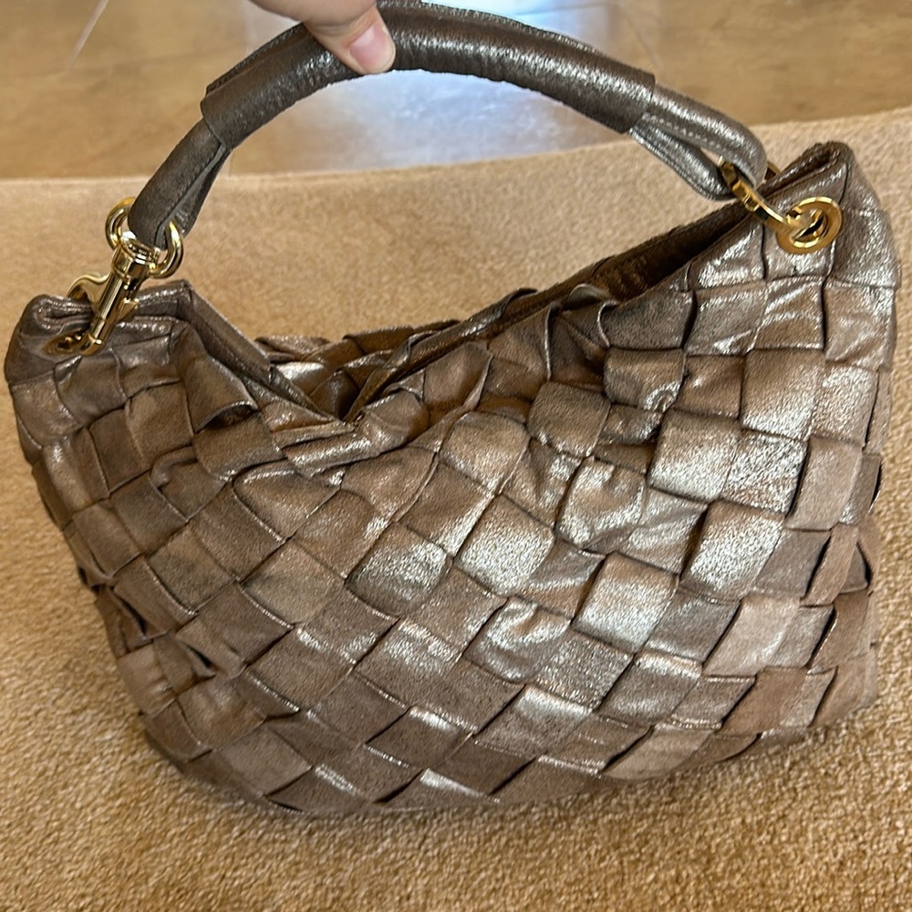 Jimmy Choo woven metallic leather bag